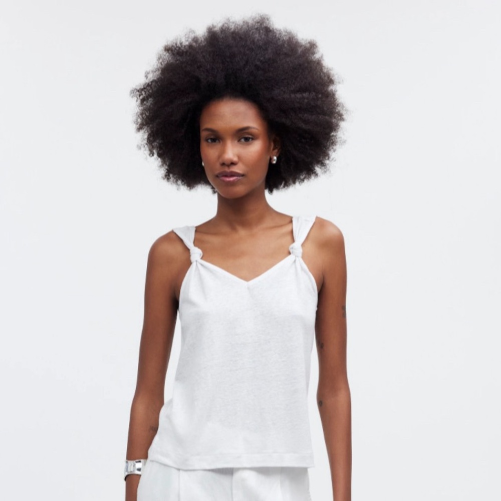 Madewell Womens White Knotted-Strap Tank